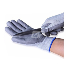 Anti Cut Level 5 HPPE+ fiberglass PU coated anti-cutting glove with EN388/4542C